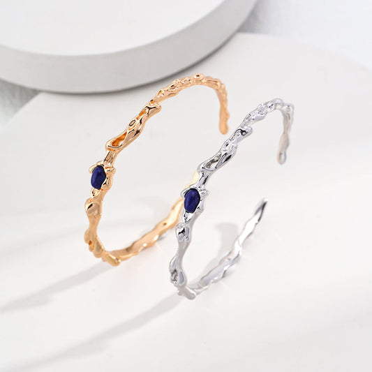 18K Gold-Plated 925 Silver Bracelet with Lapis Lazuli