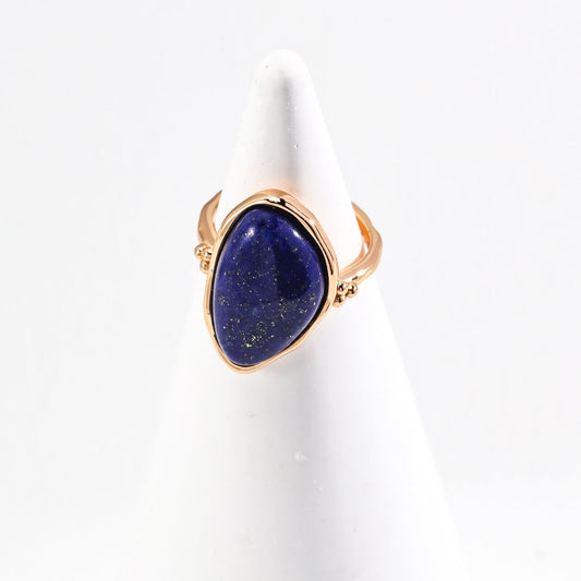 Diana 18K Gold-Plated 925 Silver Lapis Lazuli Teardrop Ring