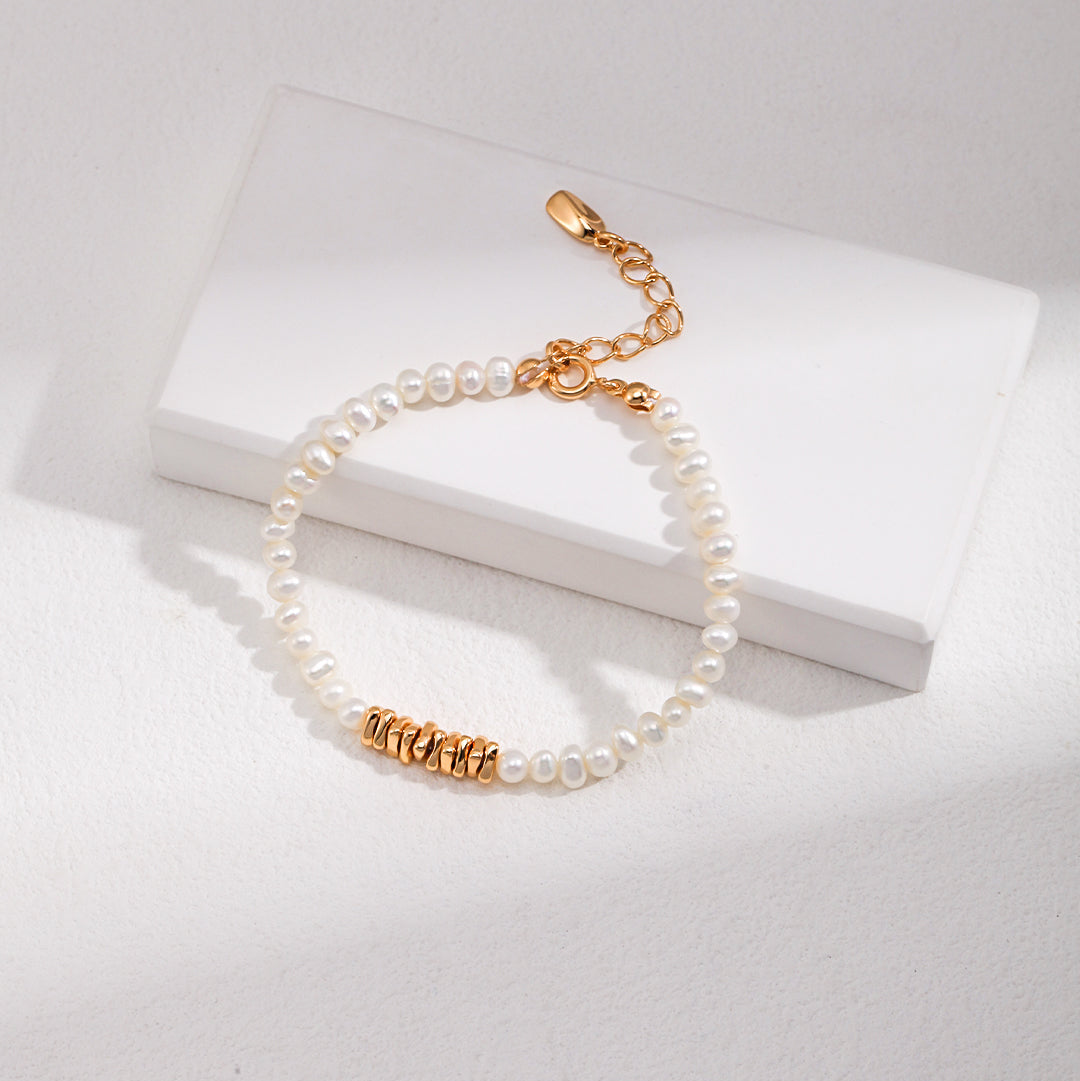 Gold Plated Sterling Silver Pearl Bracelet