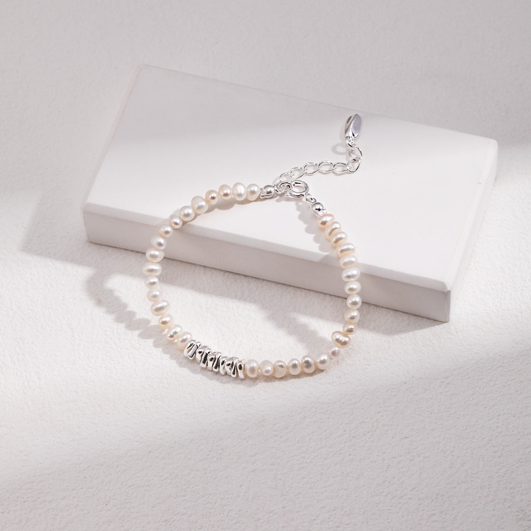 Gold Plated Sterling Silver Pearl Bracelet