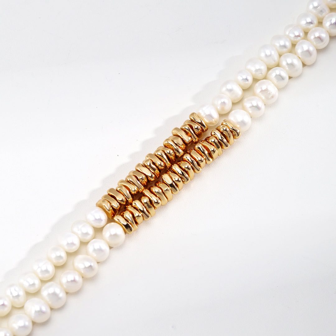 Gold Plated Sterling Silver Pearl Bracelet