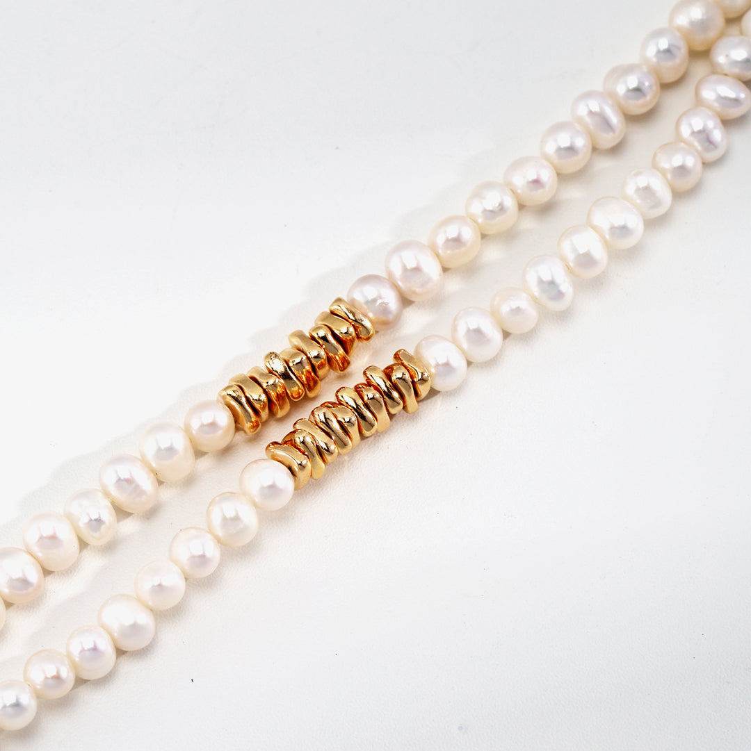 Gold Plated Sterling Silver Pearl Bracelet