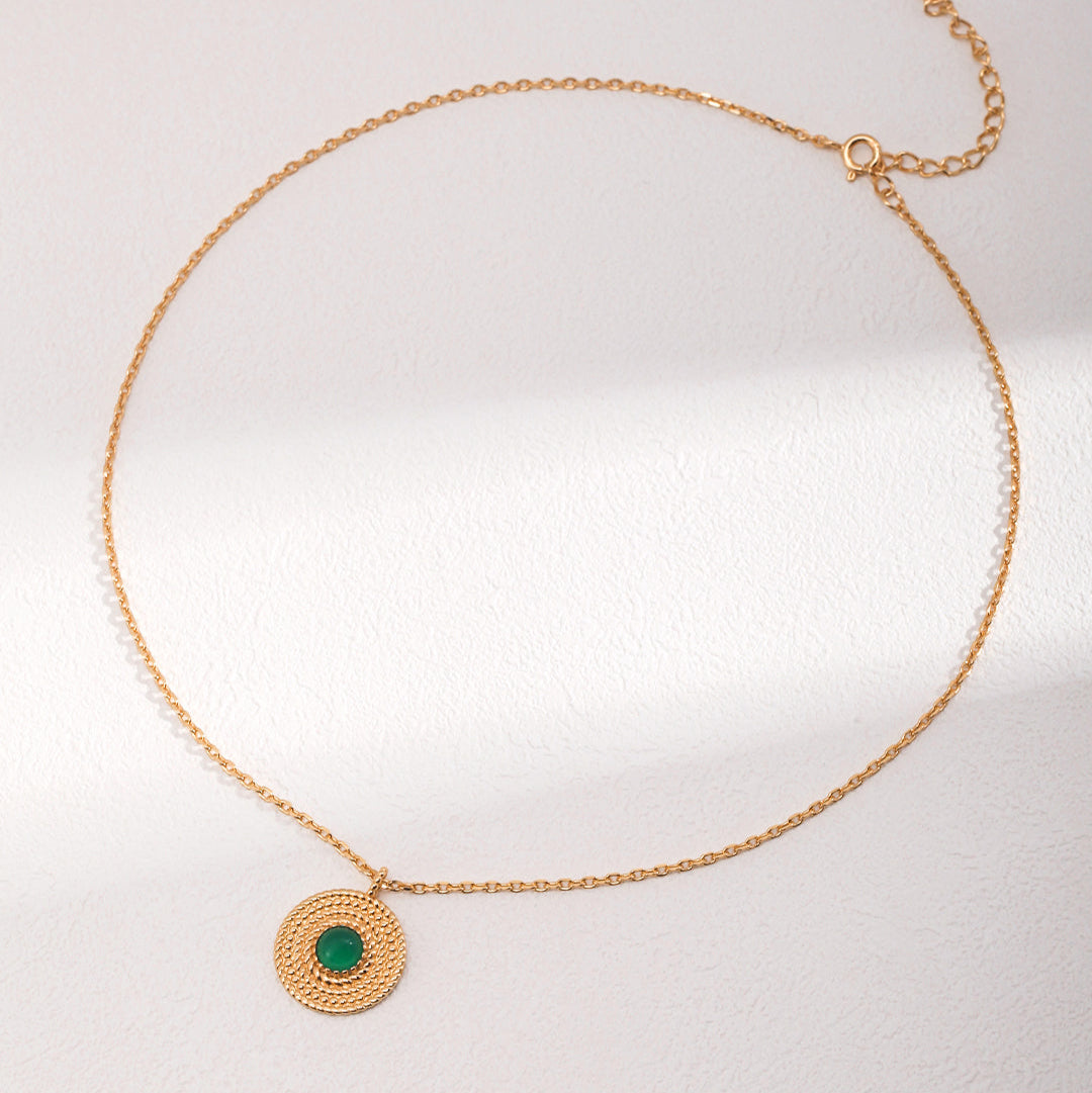 Hestia Vintage Gold Jade Necklace