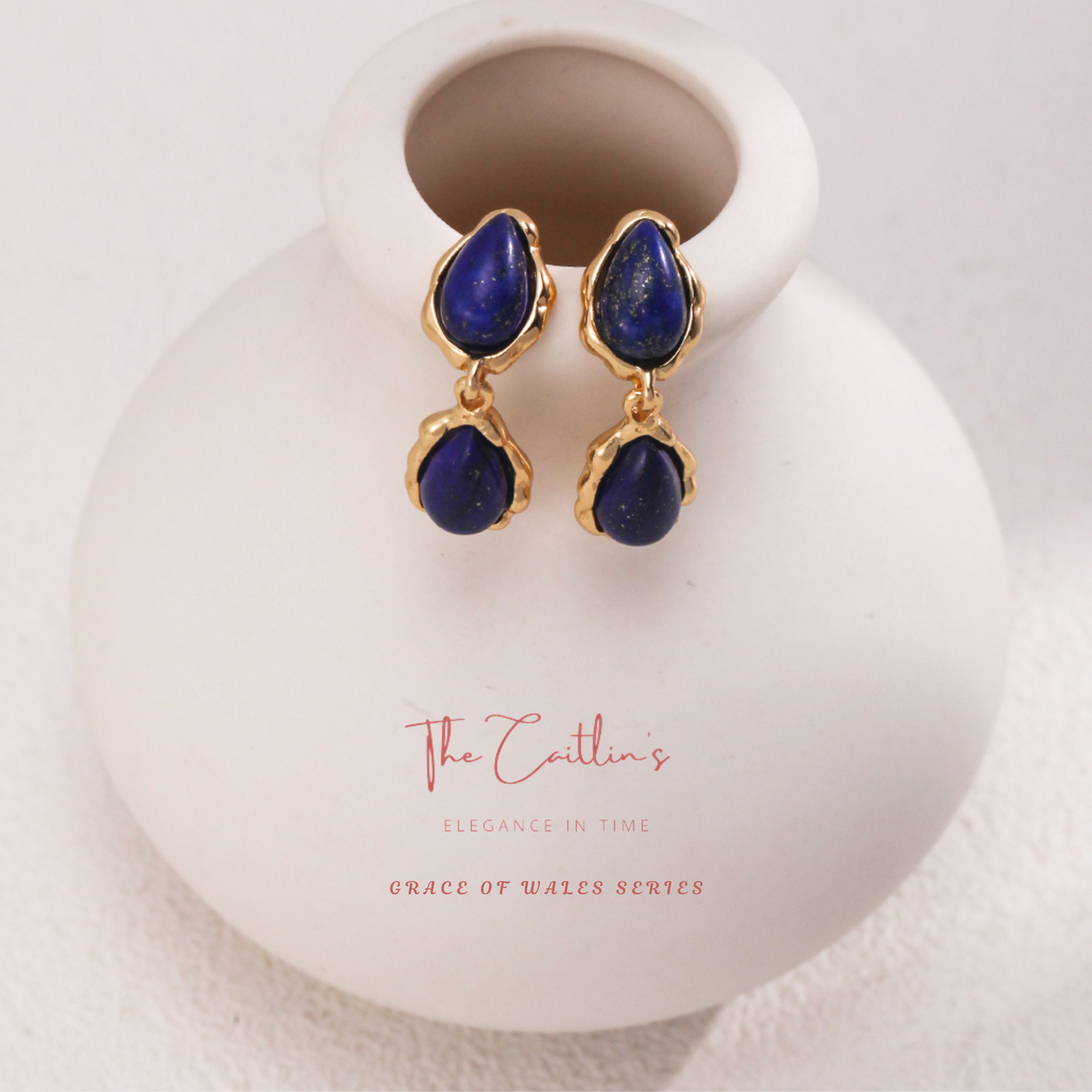 18K Gold-Plated 925 Silver Lapis Lazuli Drop Earrings in 925 Silver