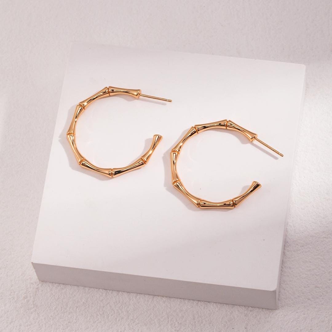 18K Gold-Plated 925 Silver Hoop Earrings